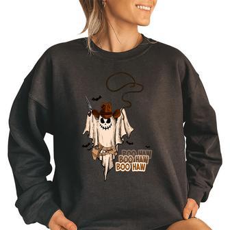 Boo Haw Cool Western Boo Halloween Women's Oversized Sweatshirt - Monsterry