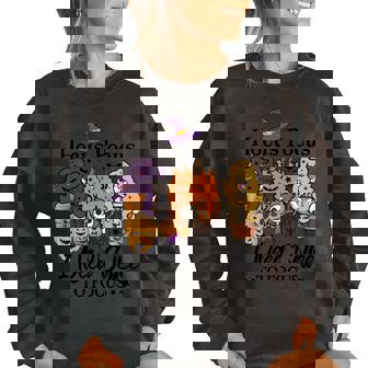 Hocus Pocus I Need Coffee To Focus Halloween Iced Coffee Vector Halloween Coffee Lover Women's Oversized Sweatshirt - Monsterry