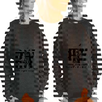 Pray About Jesus Christian Faith Women's Oversized Sweatshirt - Monsterry