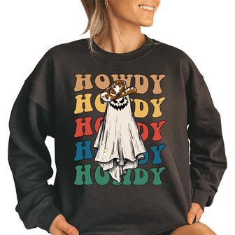 Retro Howdy Western Halloween Boo Women's Oversized Sweatshirt - Monsterry