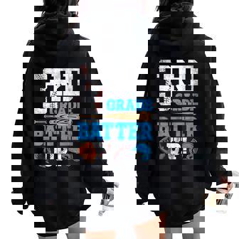 3Rd Grade Batter Up Baseball Back To School Third Grade Boy Women Oversized Hoodie Back Print | Seseable CA