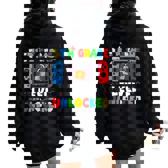 5Th Grade Level Unlocked Back To School First Day Gamer Boys Women Oversized Hoodie Back Print - Seseable