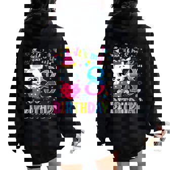 8Th Birthday Cat Girls Kitten Birthday Girl 8 Year Old Women Oversized Hoodie Back Print - Thegiftio UK