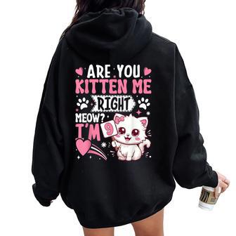 9Th Birthday Girl 9 Year Old Kitten Cat Happy Bday Women Oversized Hoodie Back Print - Thegiftio UK