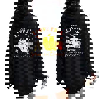 _I Love Fall Prevention Socks Thanksgiving Autumn Quote Women Oversized Hoodie Back Print | Mazezy