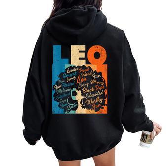 African American Zodiac Birthday Leo Girl Women Oversized Hoodie Back Print - Thegiftio UK