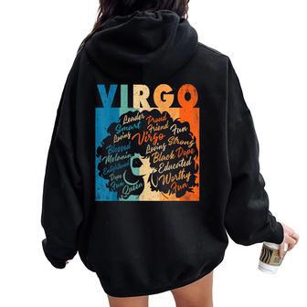 African American Zodiac Birthday Virgo Girl Women Oversized Hoodie Back Print - Thegiftio UK