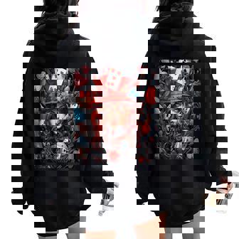 Alice In Wonderland Mad Hatter Queen Of Hearts Women Oversized Hoodie Back Print - Thegiftio UK