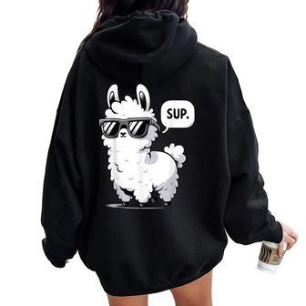 Alpaca Llama With Sunglasses Sup Women Oversized Hoodie Back Print - Thegiftio UK