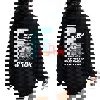 Alphabet Student F Is For Fire Truck Learning Abcs Teacher Women Oversized Hoodie Back Print | Mazezy