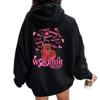 American African Black Queen Breast Cancer Warrior Women Oversized Hoodie Back Print - Thegiftio UK