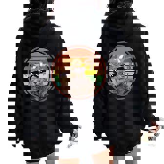 Amusant Chat Rétro Coucher De Soleil Amoureux Des Chats Sweat à capuche oversize pour femme avec imprimé dans le dos - Cadeauxyz