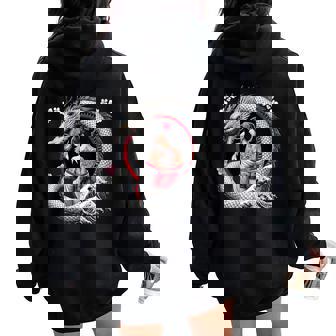 Arte Del Tatuaje De Geisha Y Dragón Cuello Women Oversized Hoodie Back Print - Regaloses