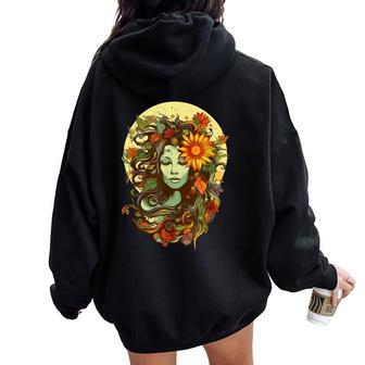 Artistic Representation Of Mother Nature Women Oversized Hoodie Back Print - Thegiftio UK