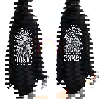 Assistant Principal Back To School First Day Rainbow Leopard Women Oversized Hoodie Back Print - Thegiftio UK