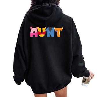Aunt Of The Birthday Girl Bear Family Matching Women Oversized Hoodie Back Print - Thegiftio UK