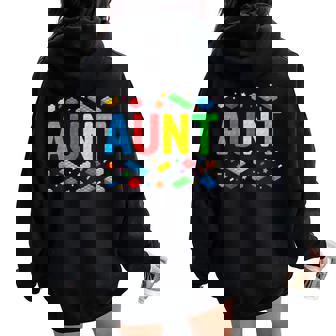 Aunt Master Builder Building Bricks Blocks Family Matching Women Oversized Hoodie Back Print | Seseable UK