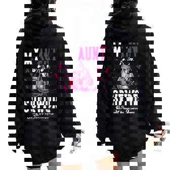 My Aunt Is A Survivor Of Support Breast Cancer Awareness Women Oversized Hoodie Back Print - Thegiftio