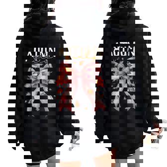 Autumn Girly Fall Bow Leaf Peeping Autumn Leaves Season Women Oversized Hoodie Back Print | Mazezy