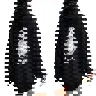 Baby Duck Spring Illustration Women Oversized Hoodie Back Print - Monsterry