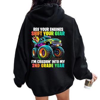 Back To School 2Nd Grade Monster Truck First Day School Boys Women Oversized Hoodie Back Print - Thegiftio UK