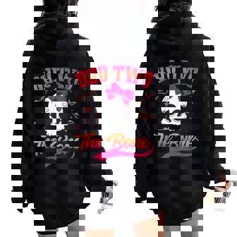 Bad Two The Bone Party Halloween 2 Years Old Birthday Girl Women Oversized Hoodie Back Print - Thegiftio