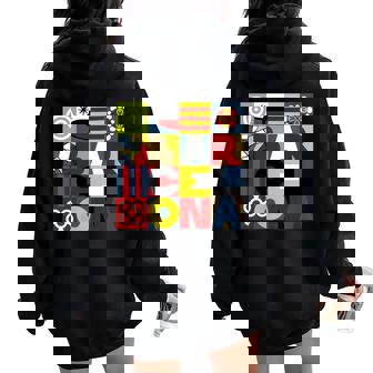 Barcelona Souvenir Ciudad Gaudí Arte Arquitectura Turismo Cuello Women Oversized Hoodie Back Print - Regaloses
