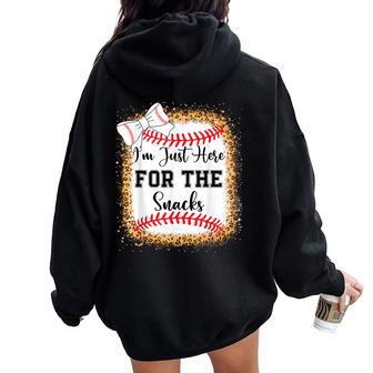 Baseball Sister Im Just Here For The Snacks Toddler Girl Women Oversized Hoodie Back Print - Thegiftio UK