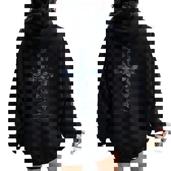 Beachy Ocean Seashell Ocean Beach Faith Cross Christian Women Oversized Hoodie Back Print - Monsterry