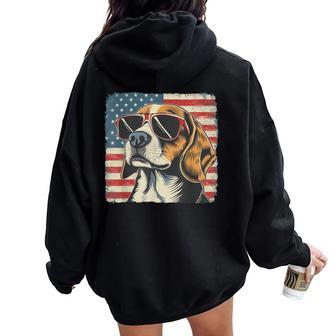 Beagle Dog Usa Flag Fourth Of July Women Women Oversized Hoodie Back Print | Seseable UK