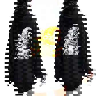 Bee Gnome Graphic For Daisy Flowers Hippie Gnome Women Oversized Hoodie Back Print | Mazezy