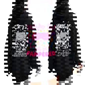Birthday Girls Let's Get Pampered Spa Party Bd Unicorn Girls Women Oversized Hoodie Back Print - Thegiftio UK