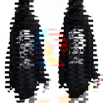 Black African American Us Flag Patriotic 4Th Of July Women Oversized Hoodie Back Print | Seseable CA