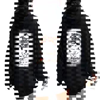 Blessed Glamma Flowers Messy Bun Sunglasses Women Oversized Hoodie Back Print - Monsterry