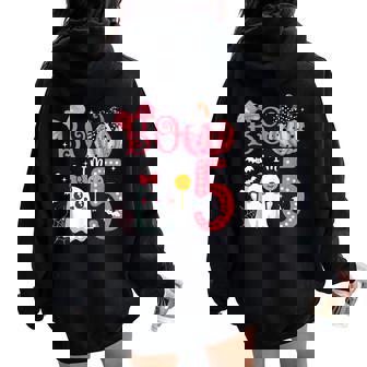 Boo I'm 5 Years Old Ghost 5Th Birthday Halloween Ghost Girls Women Oversized Hoodie Back Print - Thegiftio UK