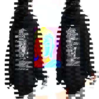 Bouddha Cosmique Méditation Spirituelle Yoga Sweat à capuche oversize pour femme avec imprimé dans le dos - Cadeauxyz