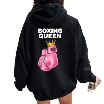 Boxing Queen Boxing Girls Boxer Boxing Women Oversized Hoodie Back Print - Thegiftio UK