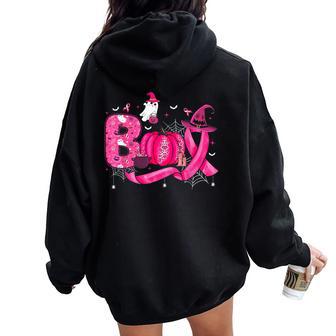 Breast Cancer Awareness For Pink Ghost Halloween Women Oversized Hoodie Back Print - Thegiftio UK