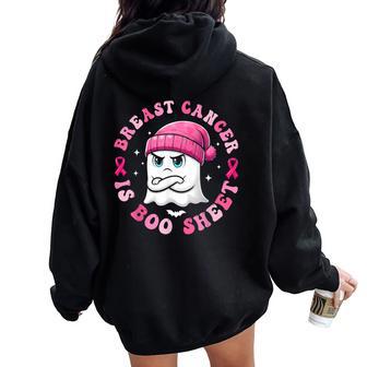 Breast Cancer Is Boo Sheet Retro Halloween Ghost Women Women Oversized Hoodie Back Print - Thegiftio UK