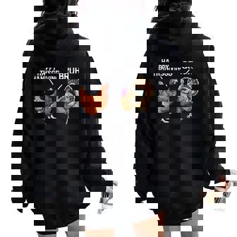 Bruh Happy Thanksgiving Chicken Turkey Fall Season Boy Women Oversized Hoodie Back Print | Seseable CA