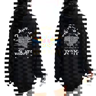 Butterfly Retro Roe Roe Roe Your Vote Feminist Voting Women Oversized Hoodie Back Print - Thegiftio UK
