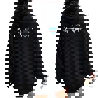 Caboerde Heartbeat I Love Caboerde Bandera Patriótica Regalo Cuello Women Oversized Hoodie Back Print - Regaloses