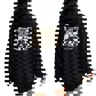 Camisa De Mapache Animal Mapache Cara Basura Panda Mapache Amante Women Oversized Hoodie Back Print - Regaloses