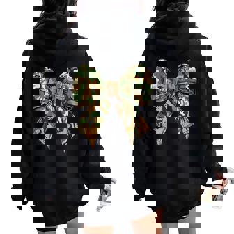 Camo Coquette Bow Hunting Camouflage Old Hunter Girls Women Oversized Hoodie Back Print - Thegiftio