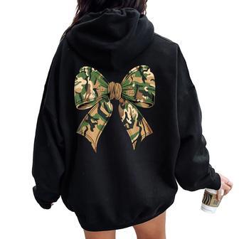 Camo Coquette Bow Hunting Camouflage Old Hunter Girls Women Oversized Hoodie Back Print - Thegiftio UK