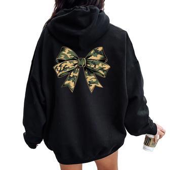 Camouflage Old Camo Bow Camo Coquette Bow Hunting Girl Women Oversized Hoodie Back Print - Thegiftio UK