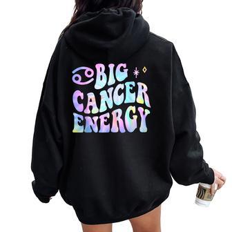 Cancer Big Energy Retro Smile Flower Zodiac Birthday Women Oversized Hoodie Back Print - Thegiftio UK