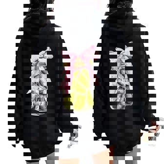 Canned Pickle Coquette Bows Canning Jar Pickling Girl Women Women Oversized Hoodie Back Print - Monsterry