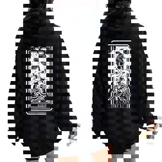Cat Lady Tarot Card Skeleton Kitten Lover Cat Lover Women Oversized Hoodie Back Print - Thegiftio UK