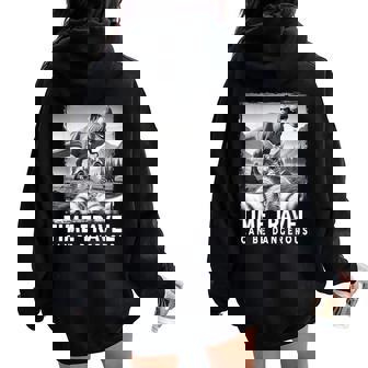 Cat Selfie With Dinosaur Cat For Cat Dad Cat Mom Women Oversized Hoodie Back Print - Thegiftio UK